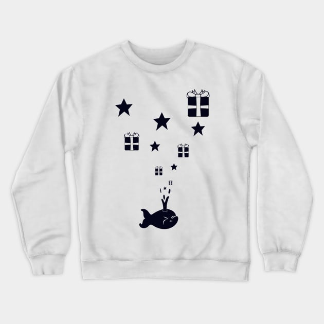 Christmas Whale Spouting Gifts Crewneck Sweatshirt by KawaiiForYou